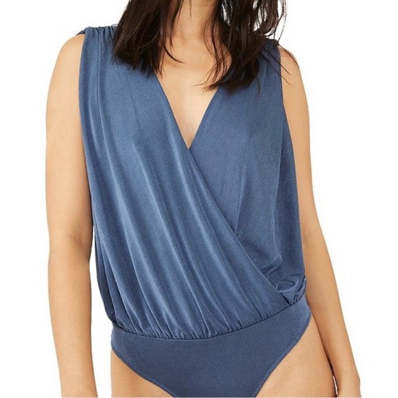 NWT Free People Intimately Night Owl Blue Metal Bodysuit- S - Picture 3 of 5